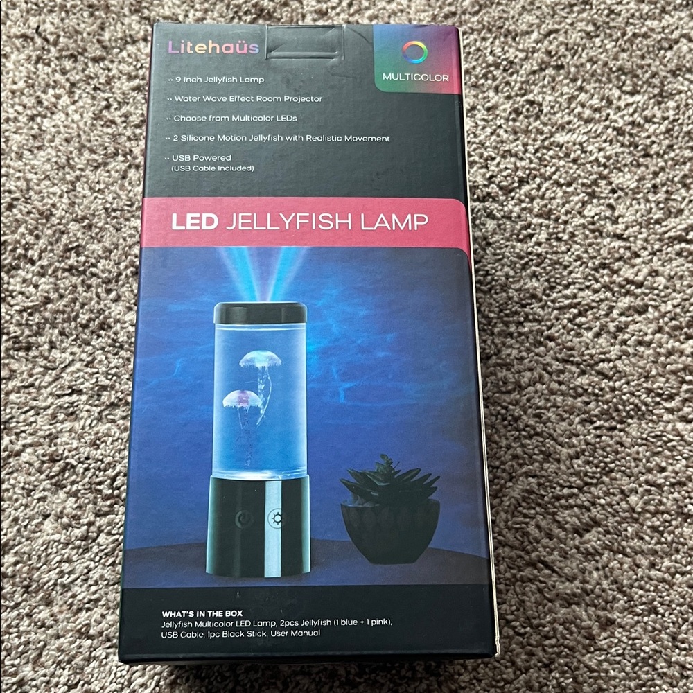 NWT Lifehaus 9in Black Jellyfish Table Lamp with RGB LED - Picture 3 of 5